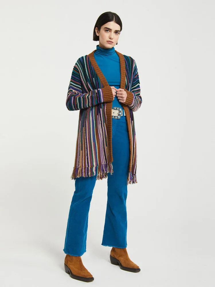 Ottod'ame Cardigan with Fringes Multicoloured
