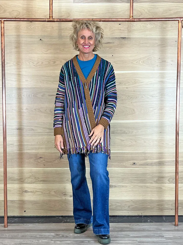 Ottod'ame Cardigan with Fringes Multicoloured