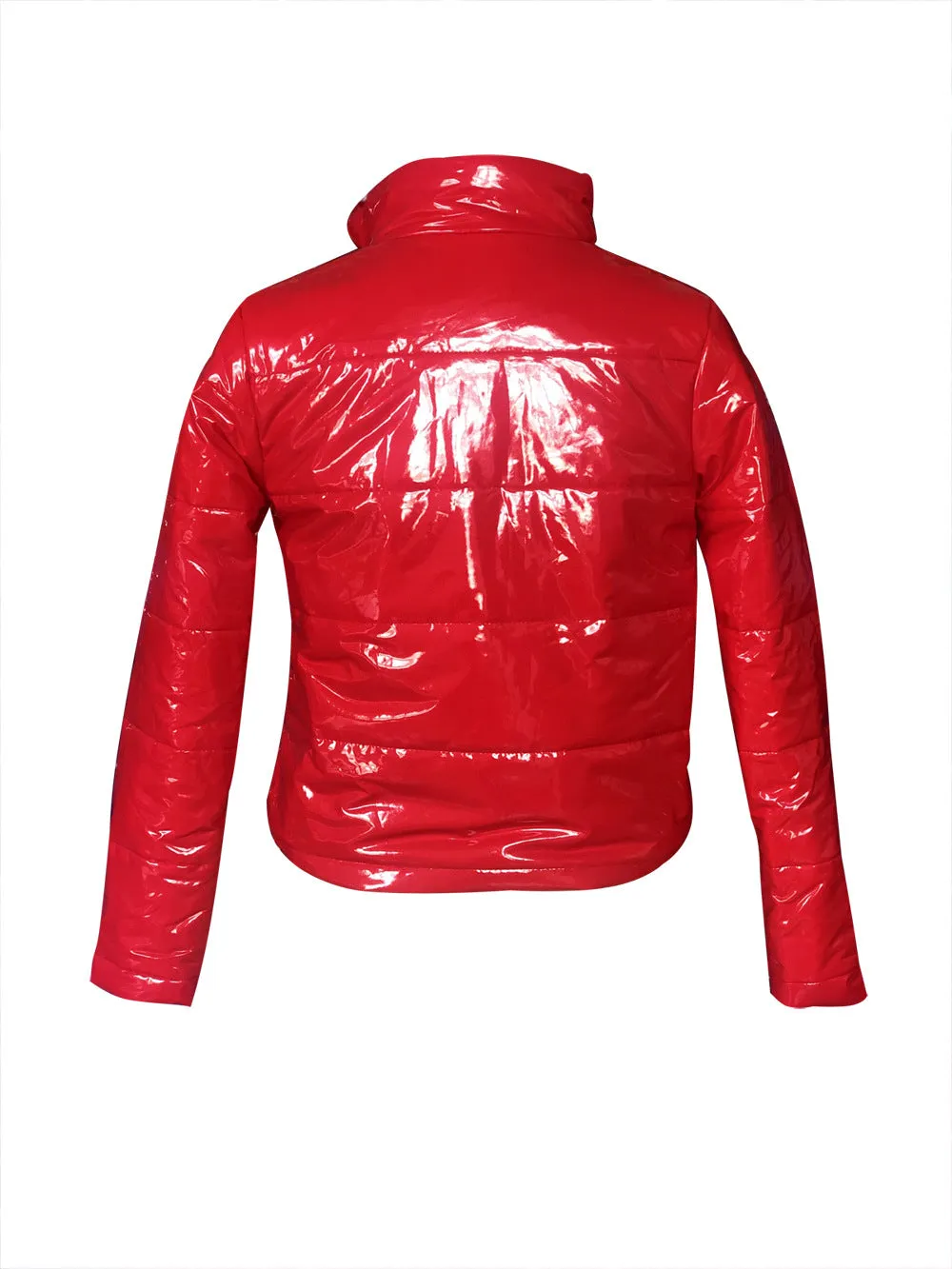 Patent Leather Zipper Waterproof Latex Bubble Coat