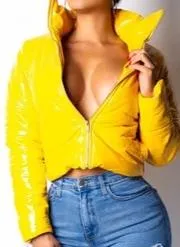 Patent Leather Zipper Waterproof Latex Bubble Coat