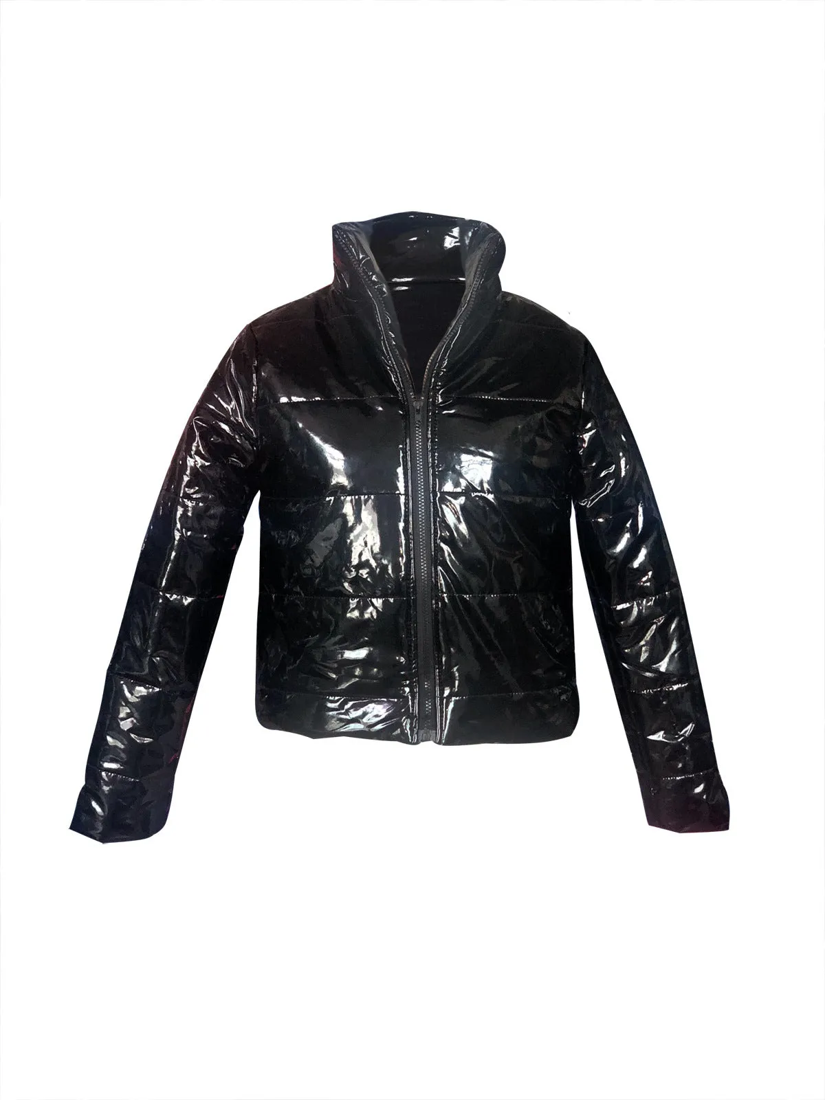 Patent Leather Zipper Waterproof Latex Bubble Coat