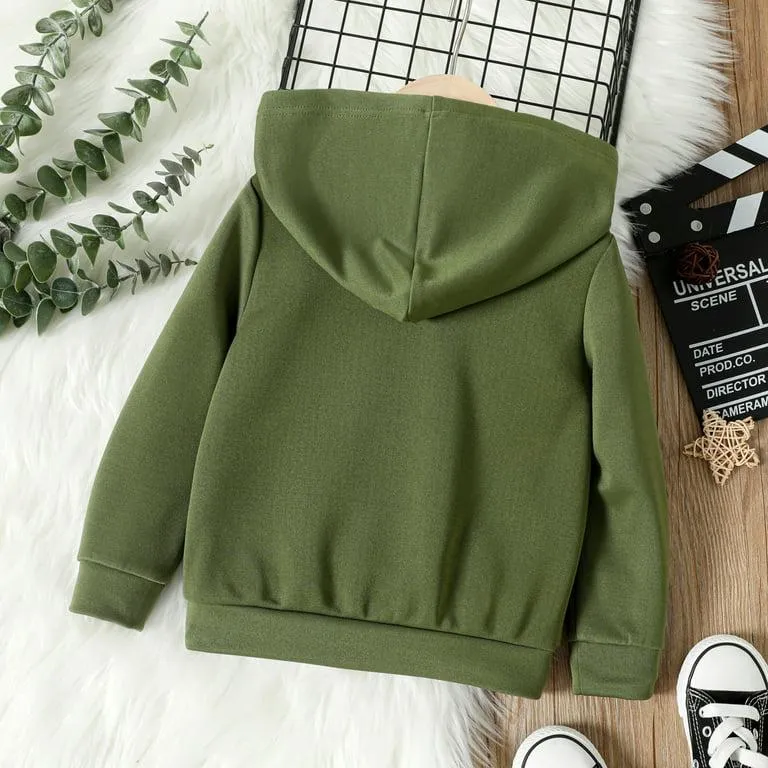 PatPat Toddler Boy Face Graphic Textured Solid Color Hoodie Sweatshirts 20466200