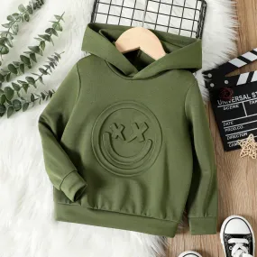 PatPat Toddler Boy Face Graphic Textured Solid Color Hoodie Sweatshirts 20466200