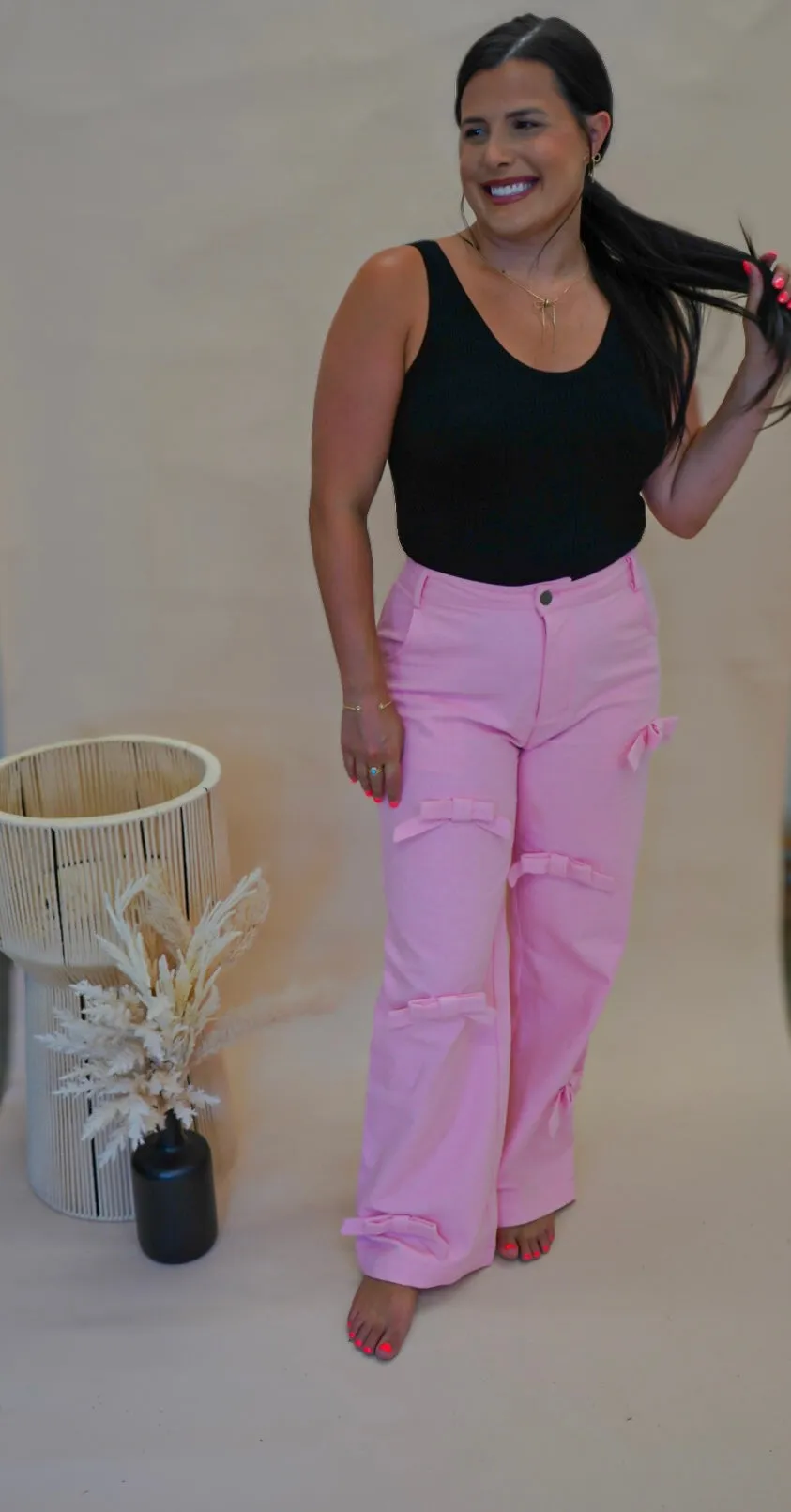 Pink Bow Denim Jeans