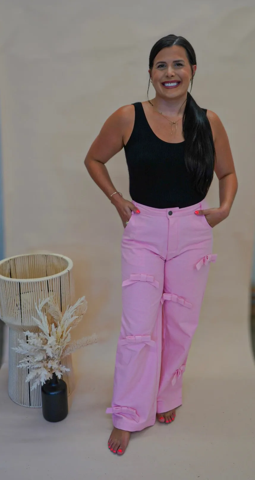 Pink Bow Denim Jeans