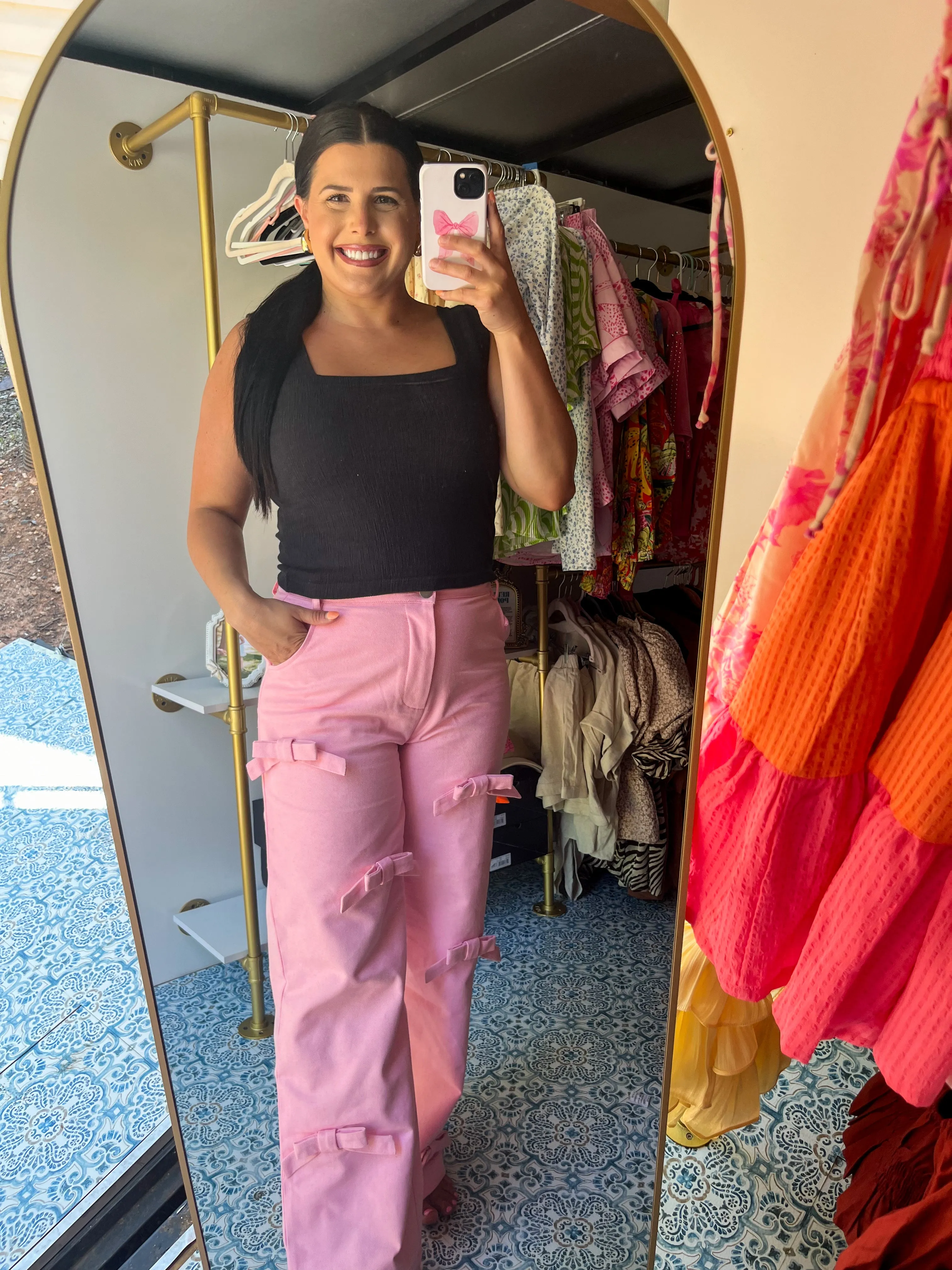 Pink Bow Denim Jeans