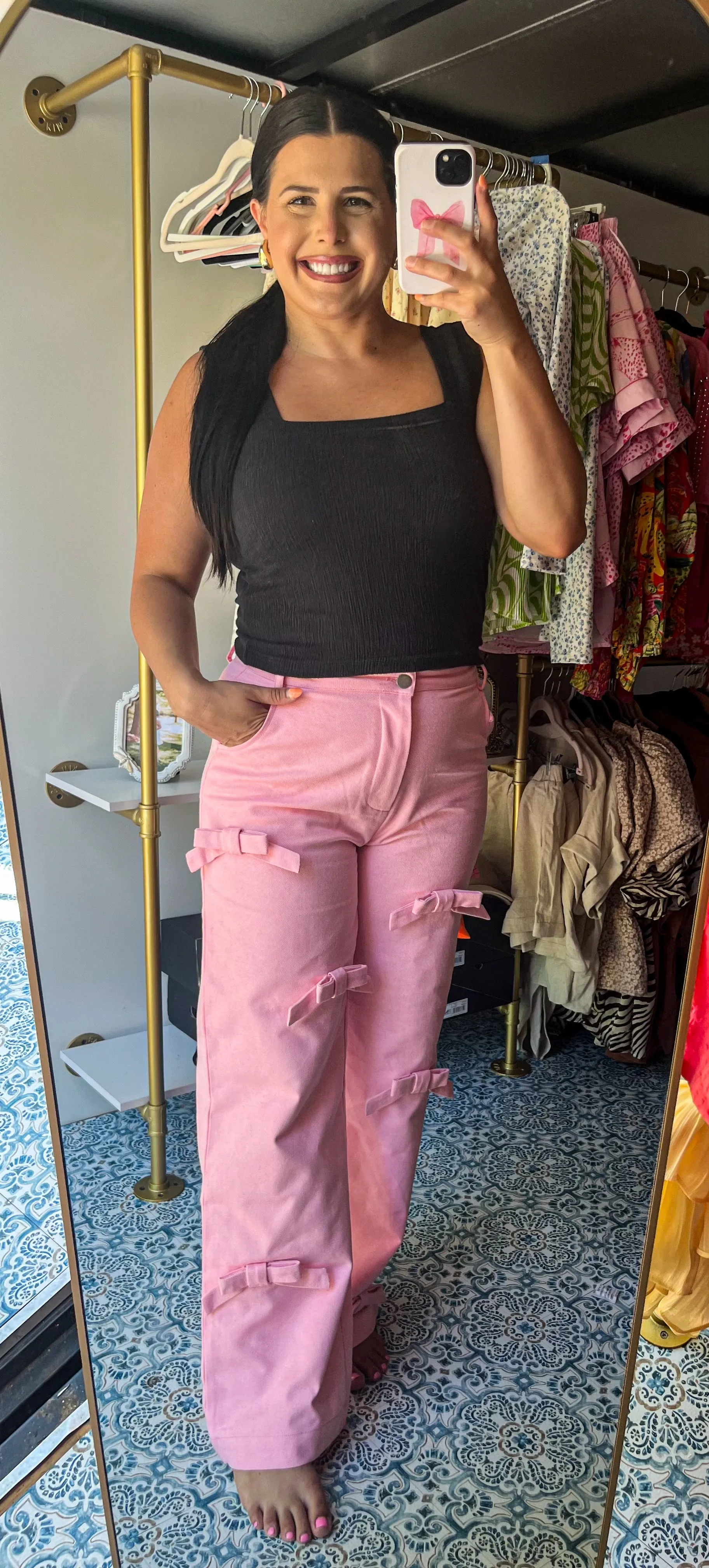 Pink Bow Denim Jeans