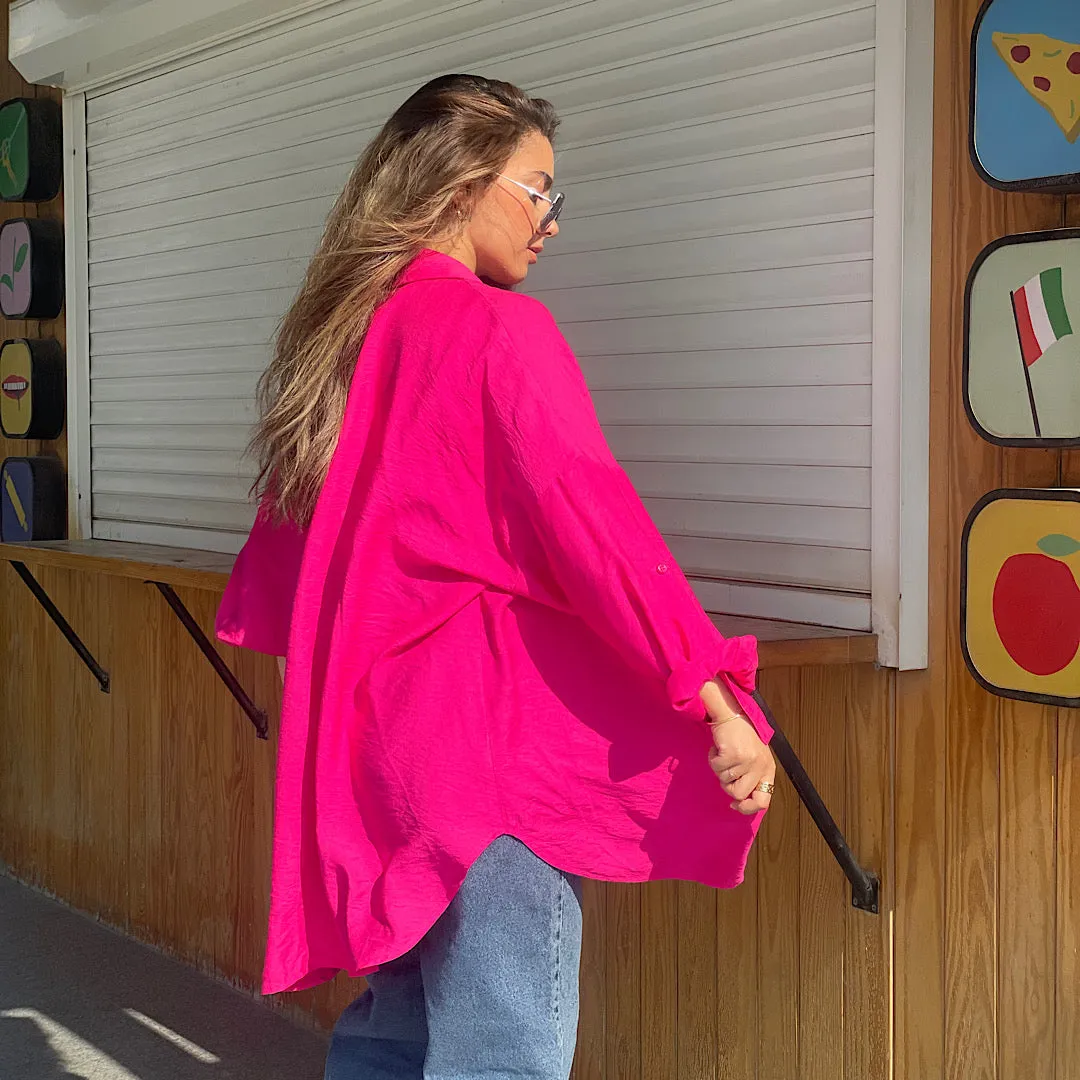 Pink linen buttoned front shirt