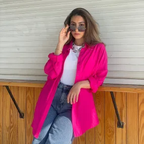 Pink linen buttoned front shirt