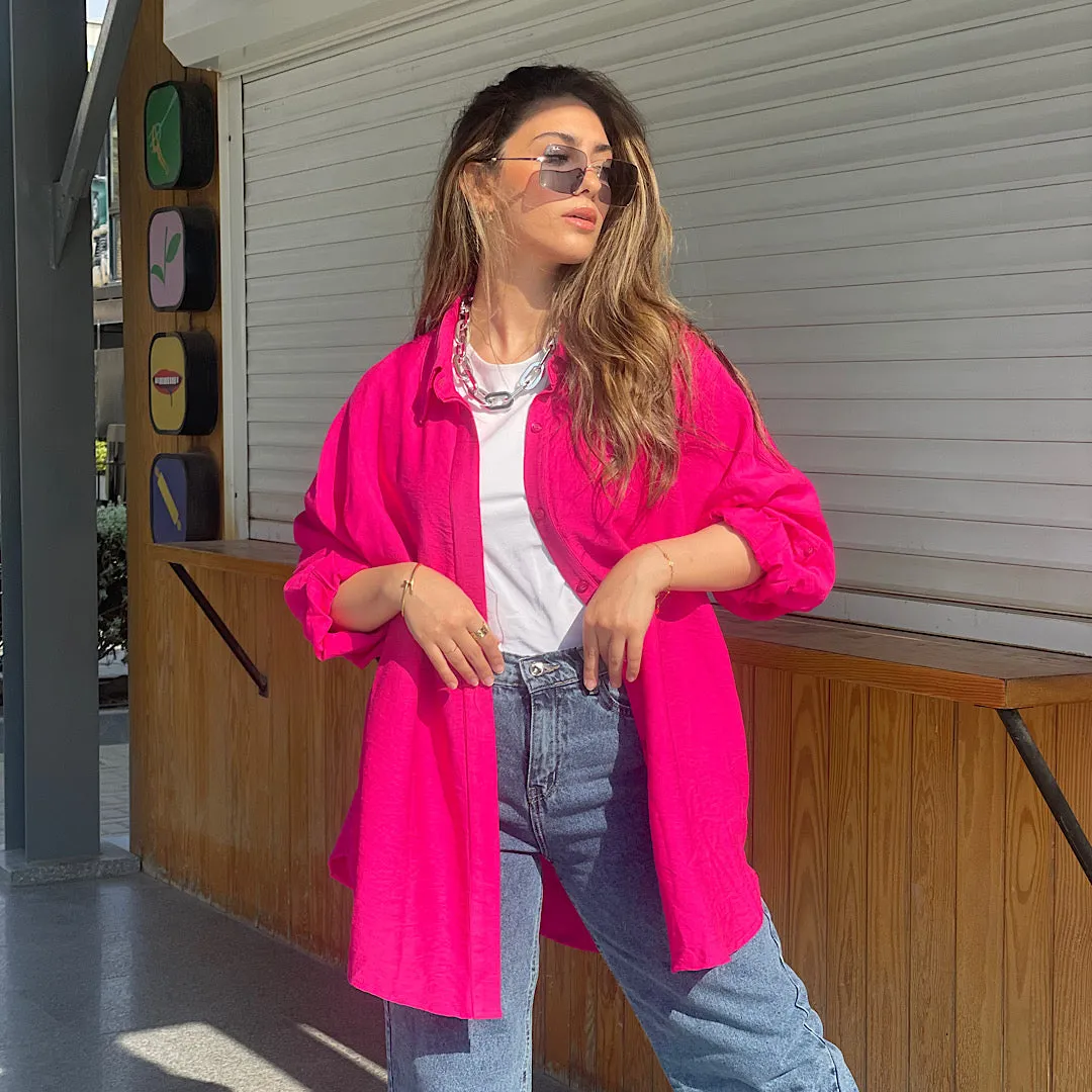 Pink linen buttoned front shirt