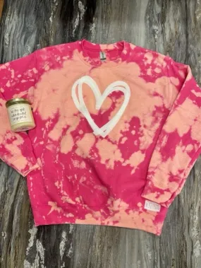 Pink Tie Dye Heart Crewneck