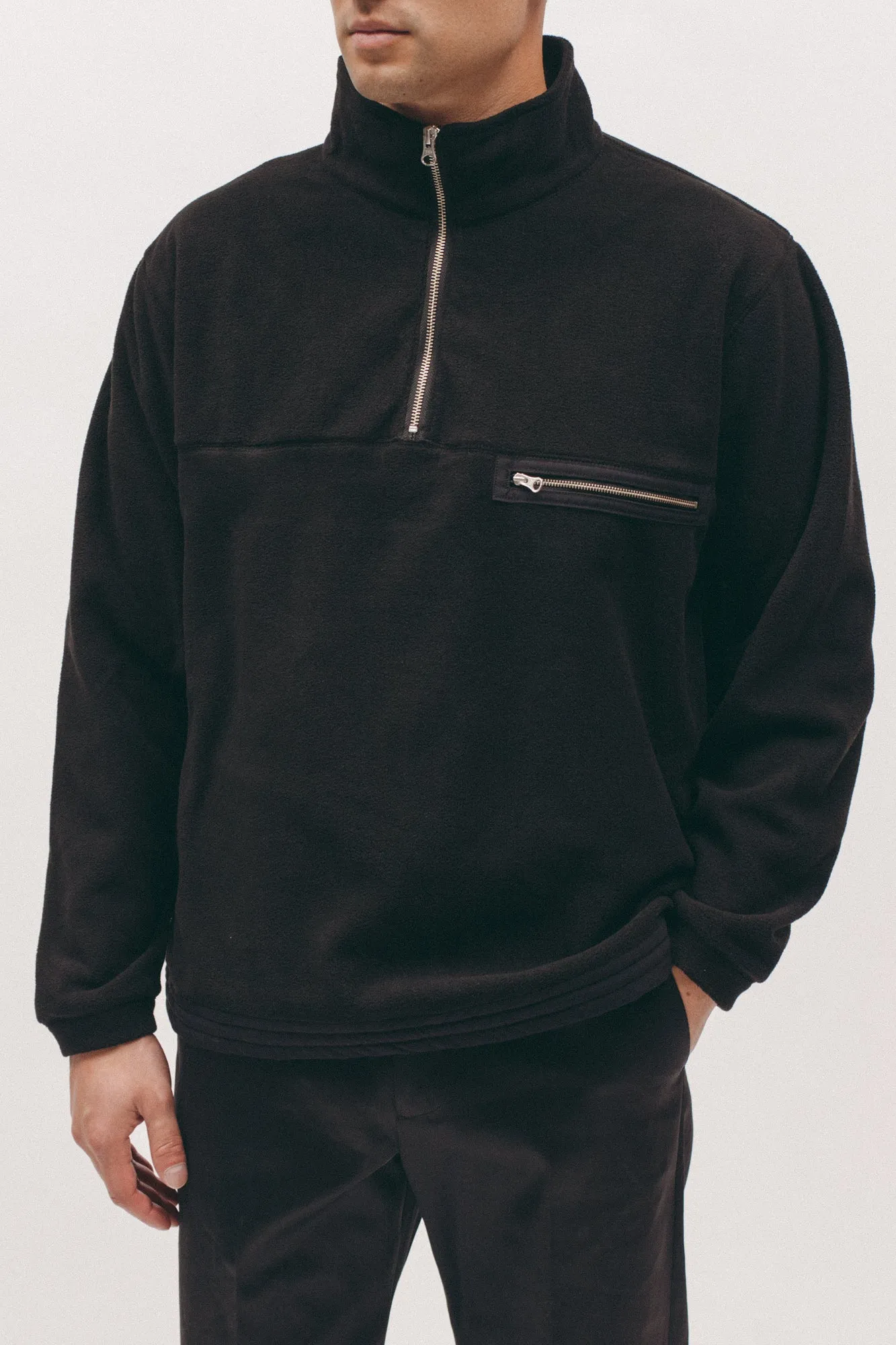 Polar Fleece Popover- Black