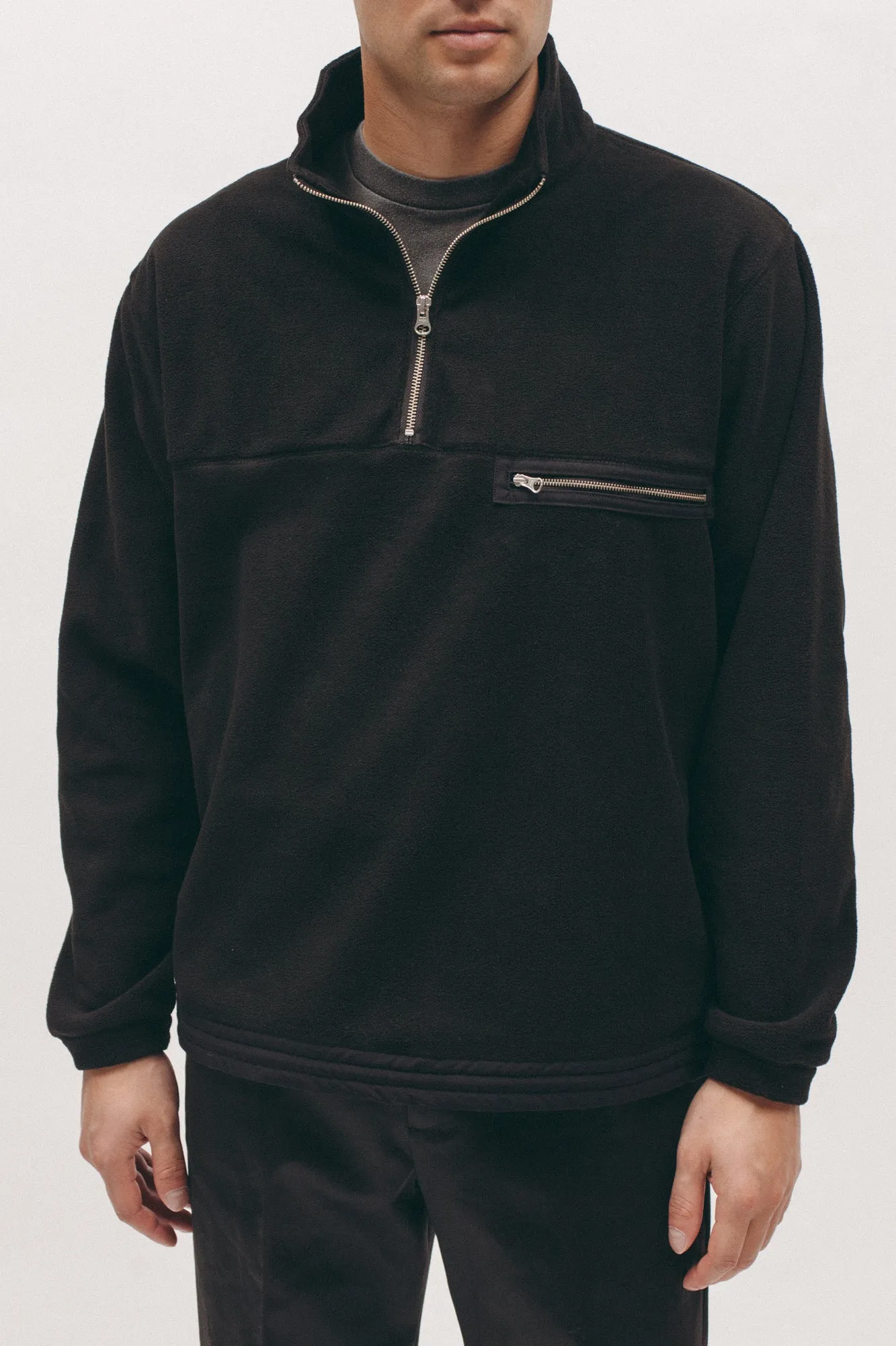 Polar Fleece Popover- Black