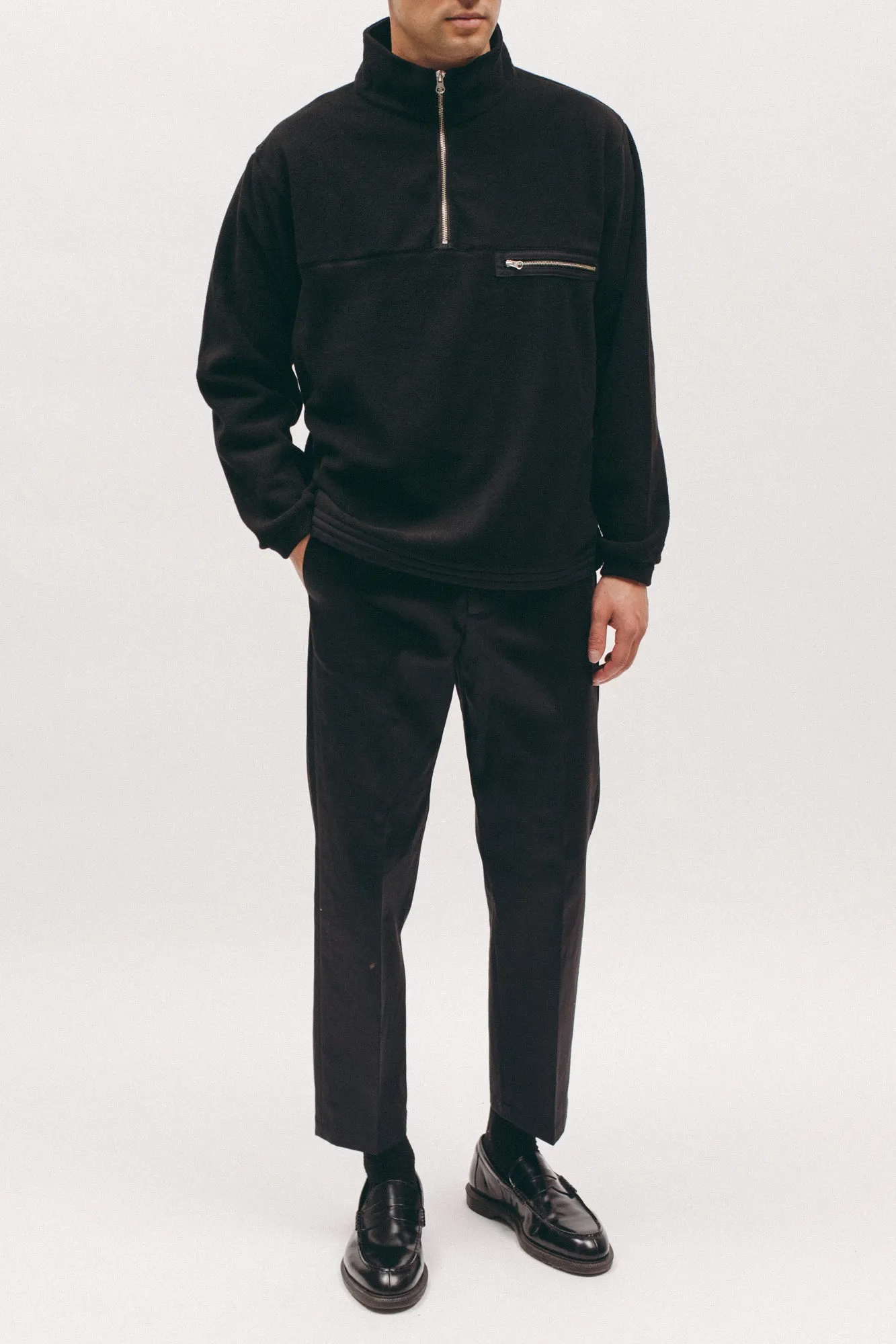 Polar Fleece Popover- Black