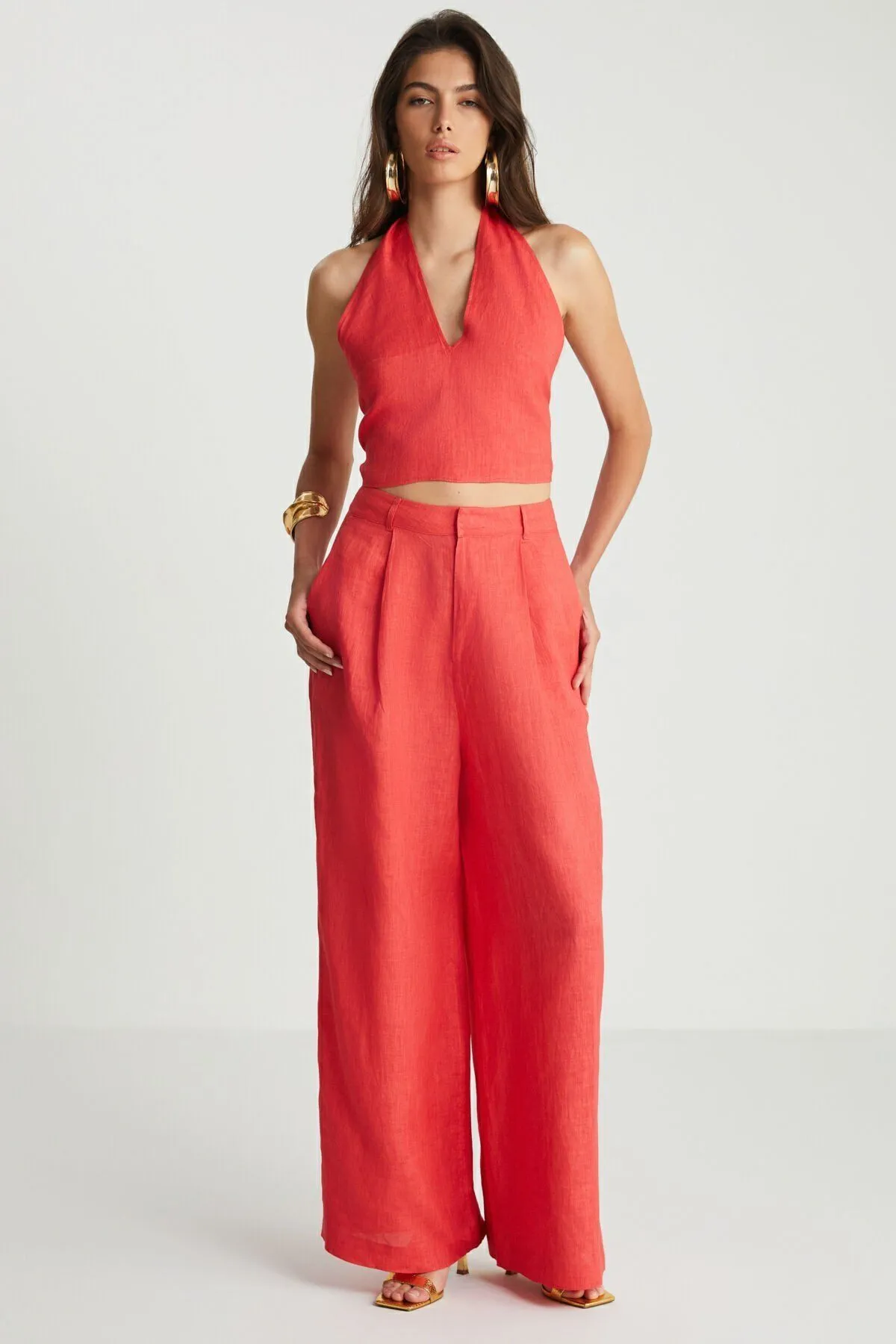 Red Linen Pants