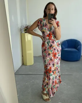 RSR SAMPLE 3296 ALLEGRA SILK CAP-SLEEVE MIDI DRESS