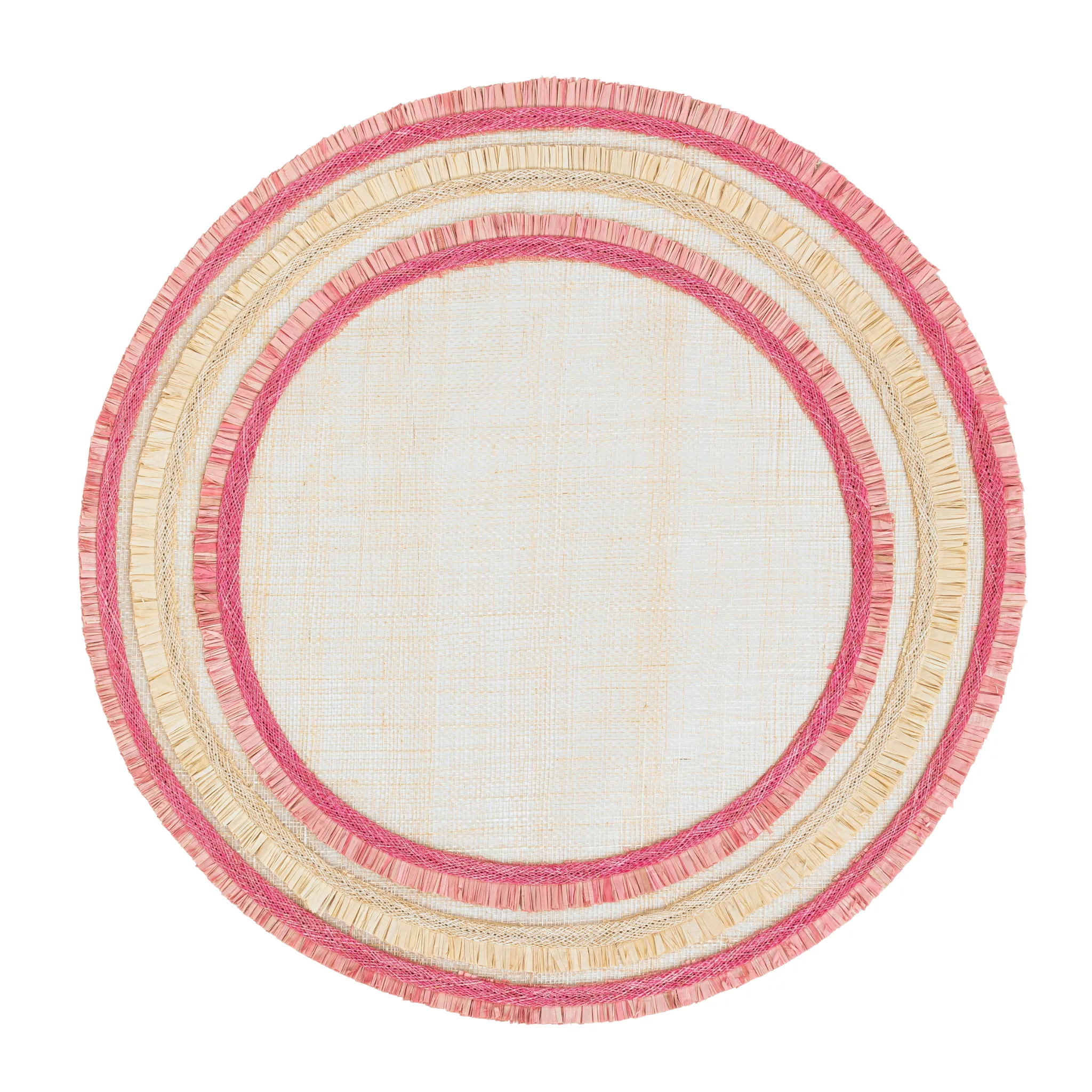 Ruffle Edge Straw Placemats, Pink, Set of Four - BARGAIN BASEMENT ITEM