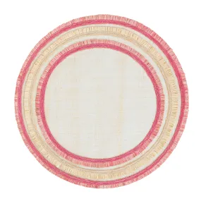 Ruffle Edge Straw Placemats, Pink, Set of Four - BARGAIN BASEMENT ITEM