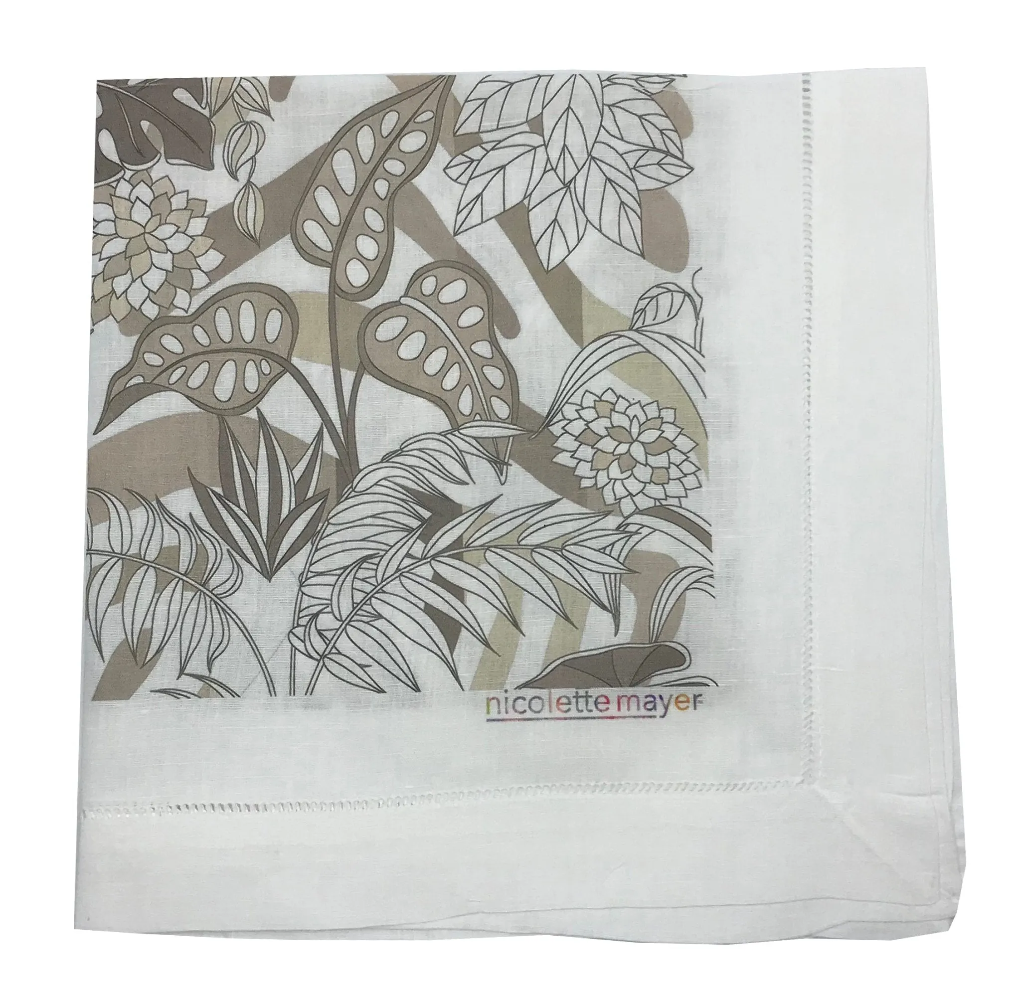 Sabi Jungle Neutral 22"X22" Hemstitch Dinner Napkins Set of 4