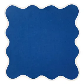 Set of Four French Blue Scalloped Square Table Linens - BARGAIN BASEMENT ITEM