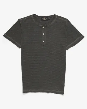 SHORT SLEEVE WAFFLE-KNIT HENLEY FADED BLACK CANVAS