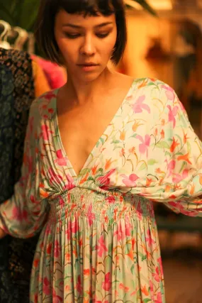 SILK DRESS PINA CREAM FLORAL