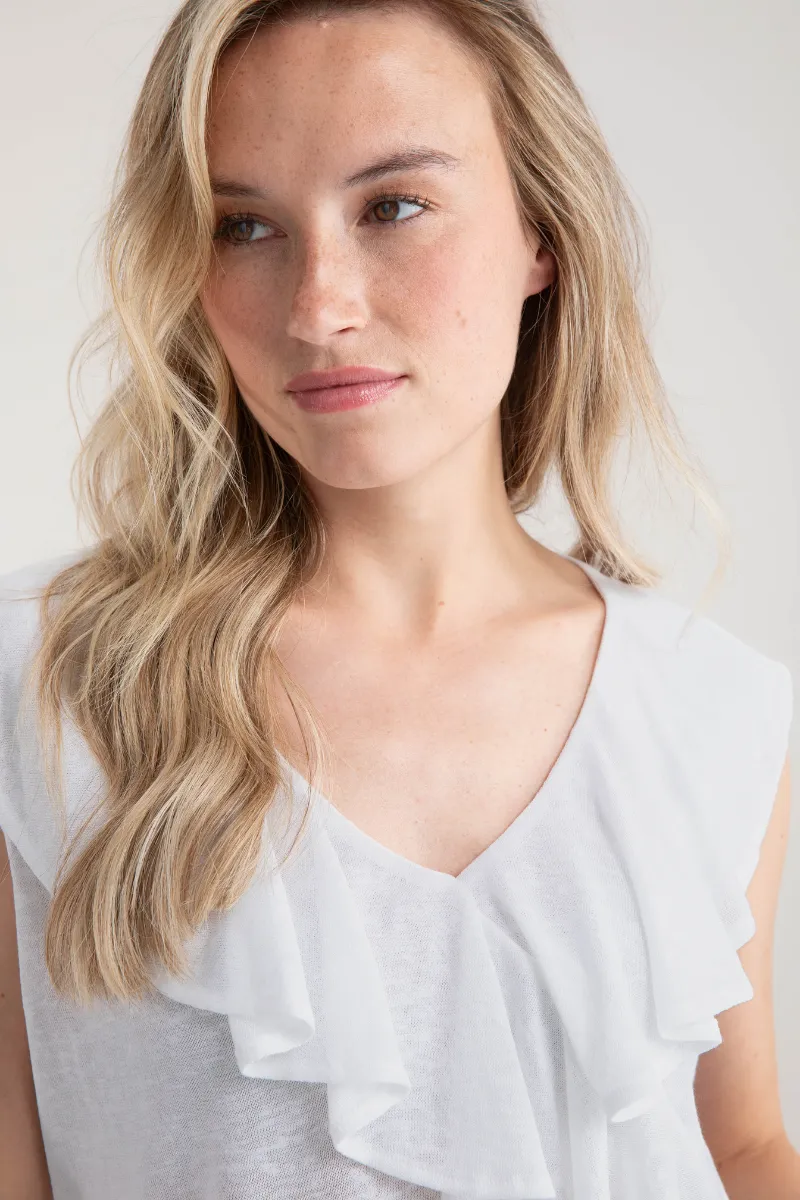 Sleeveless Ruffle Front Top