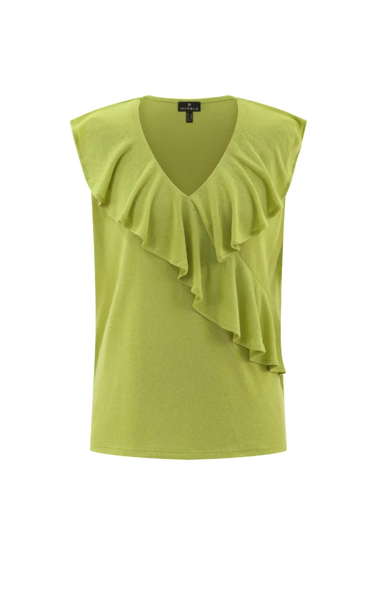Sleeveless Ruffle Front Top