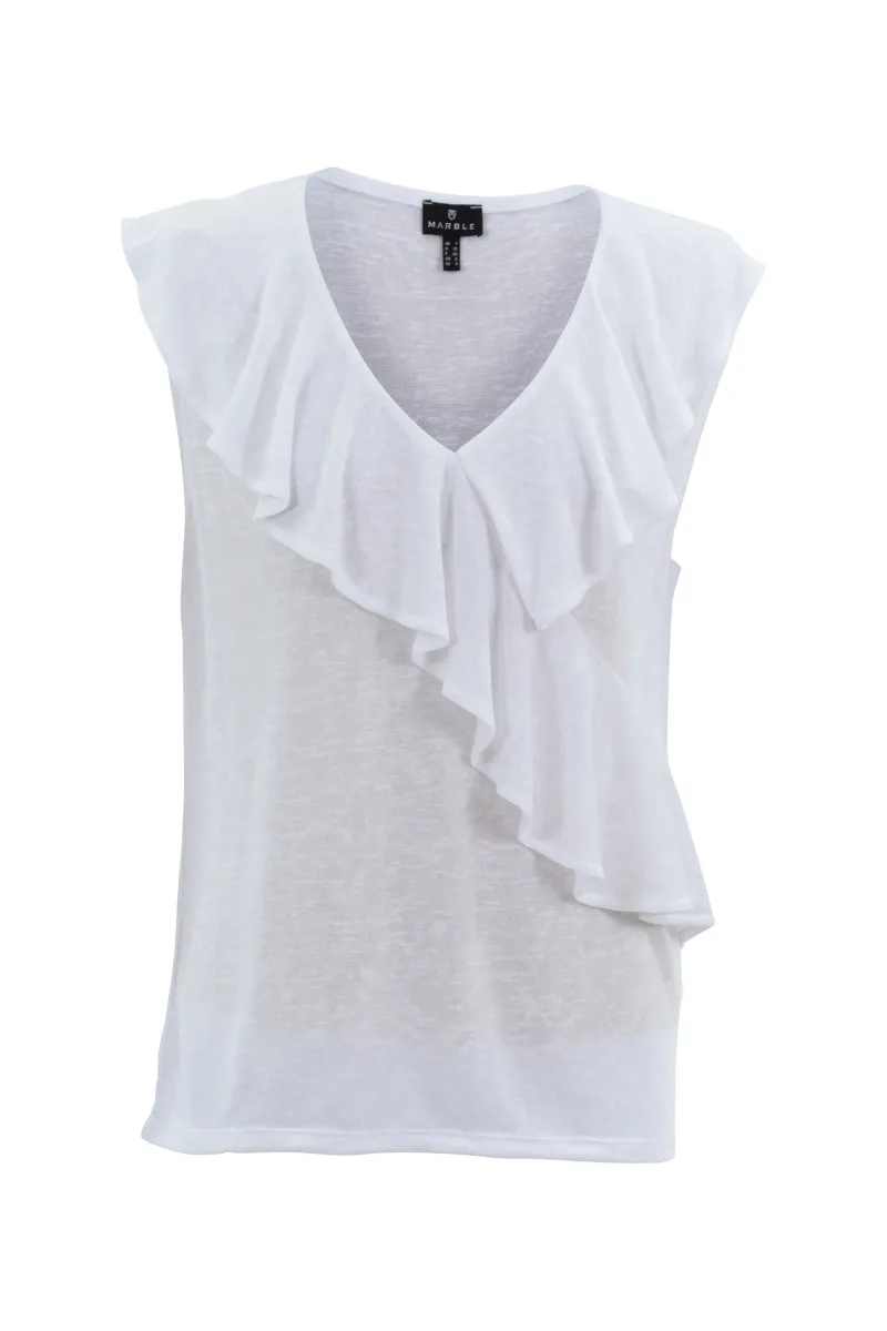 Sleeveless Ruffle Front Top