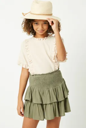  Smocked Tiered Skirt Olive - Youth