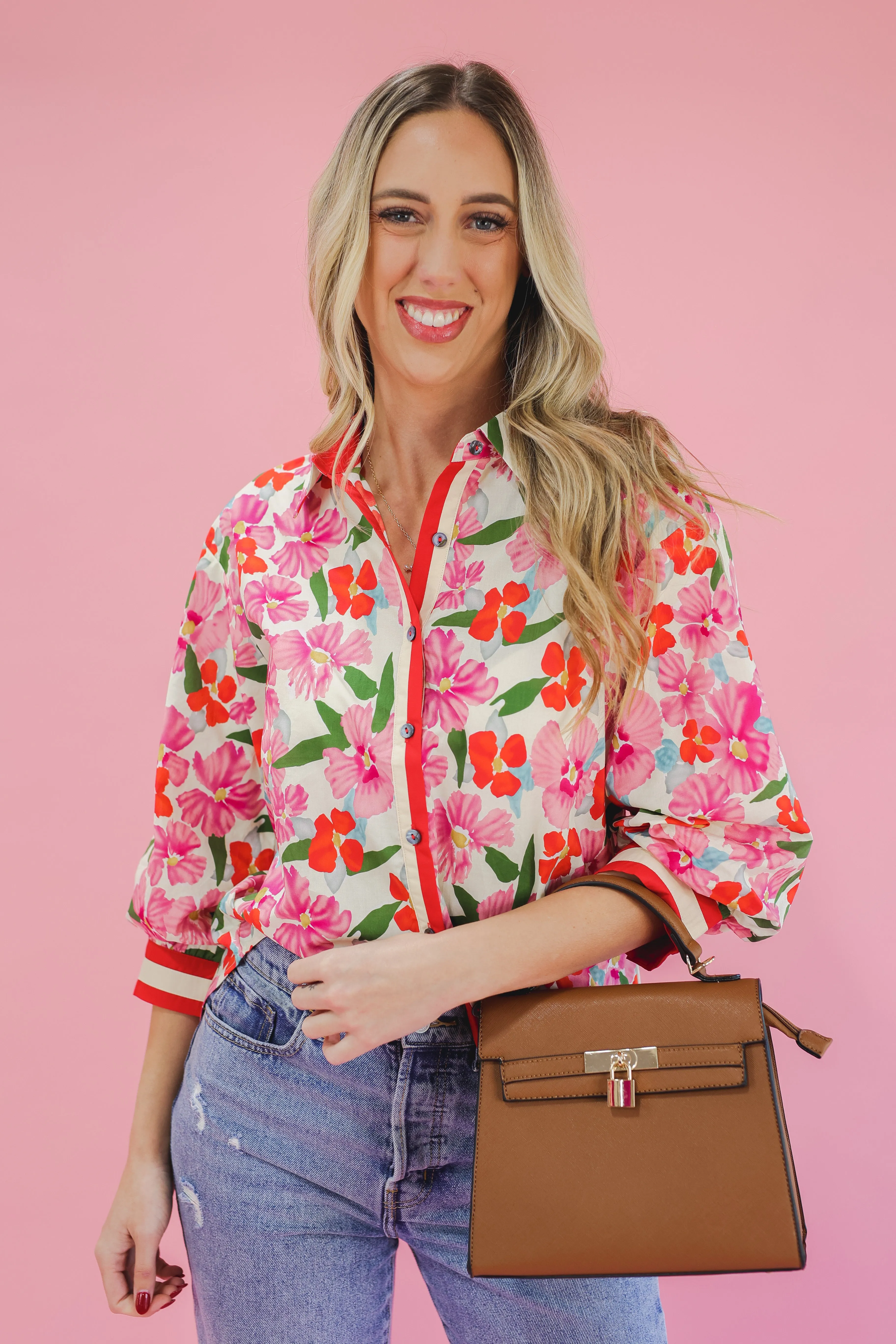 Sunkissed Serenity Floral Top - Red