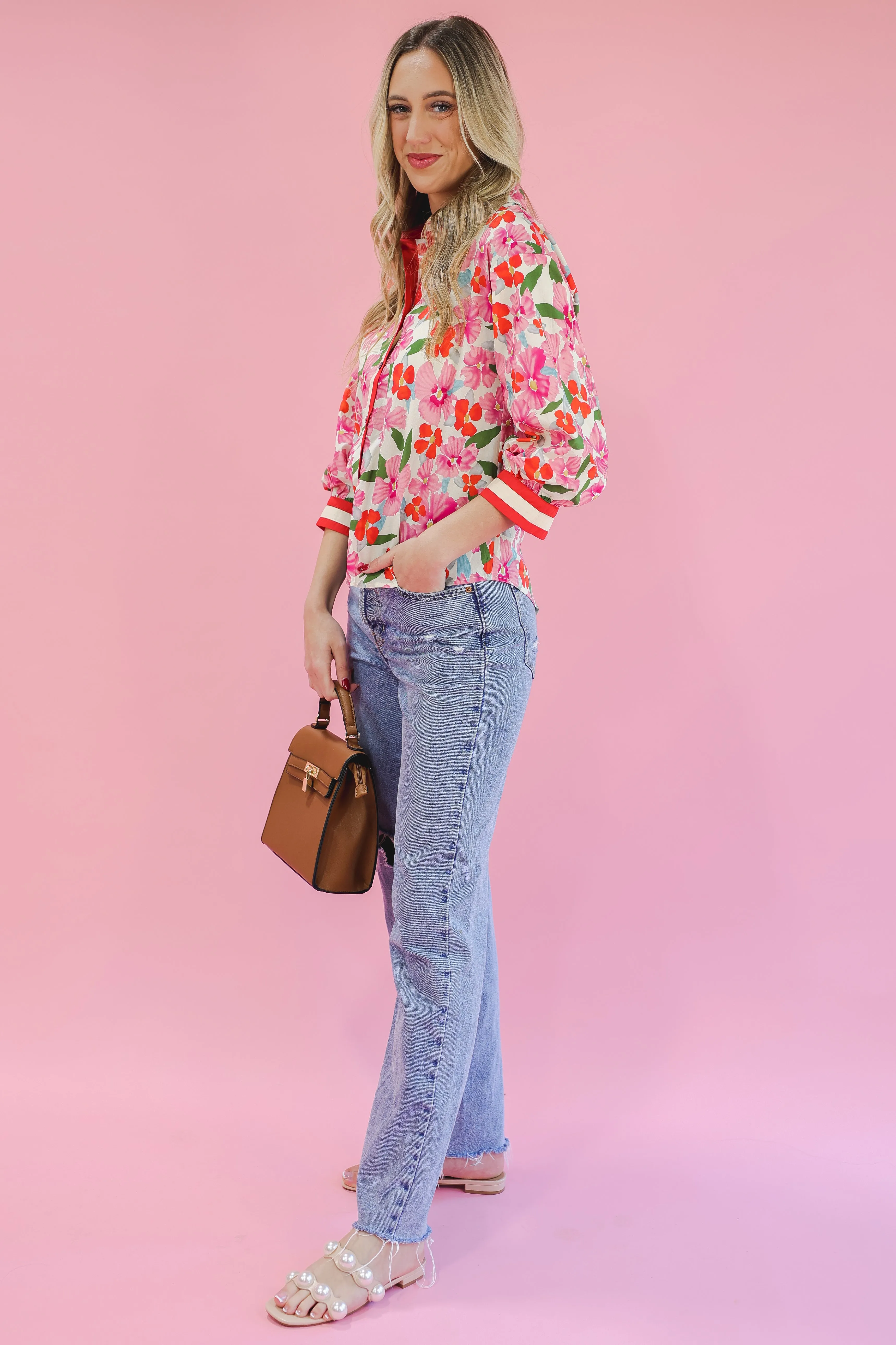 Sunkissed Serenity Floral Top - Red