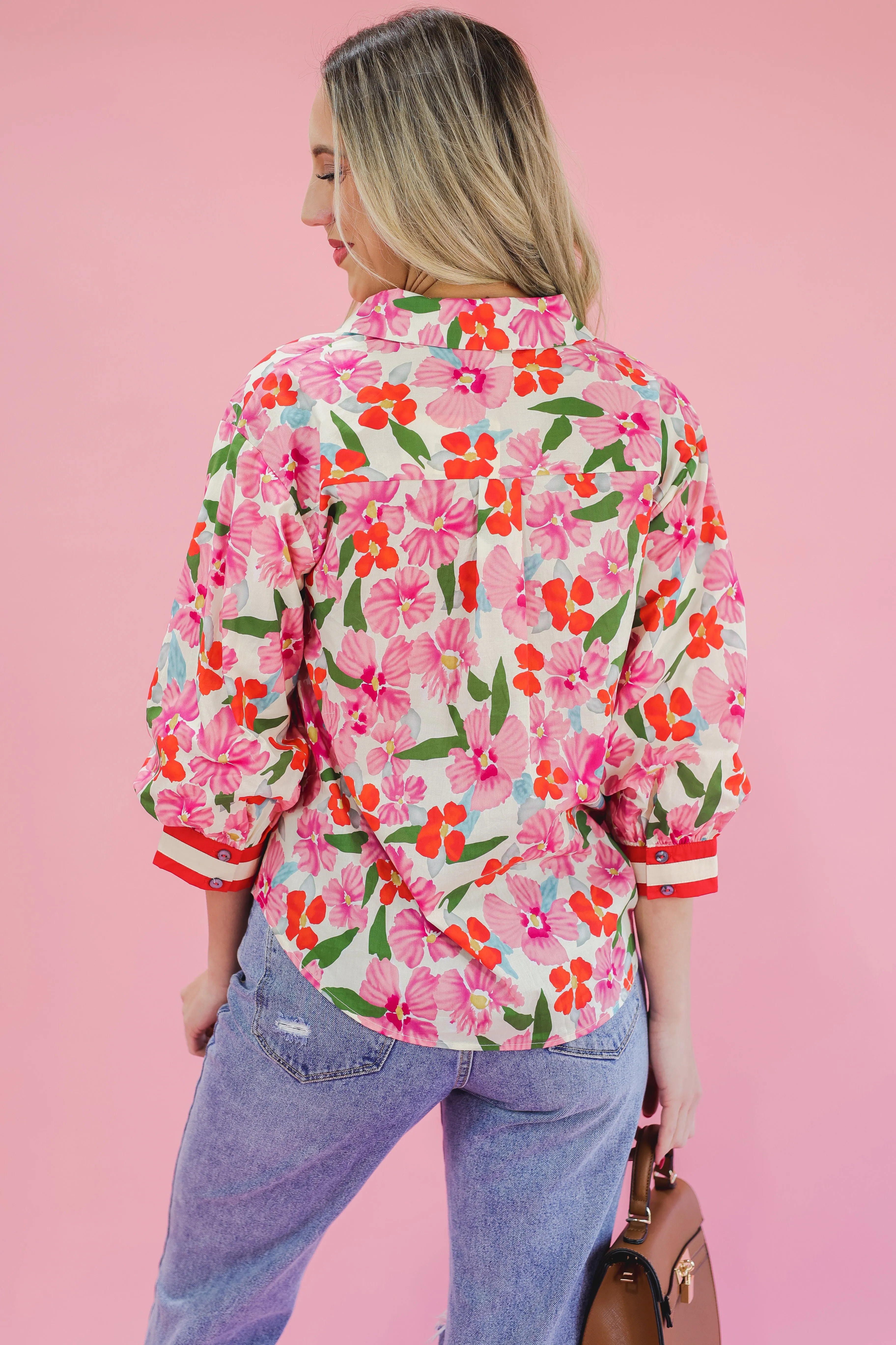 Sunkissed Serenity Floral Top - Red
