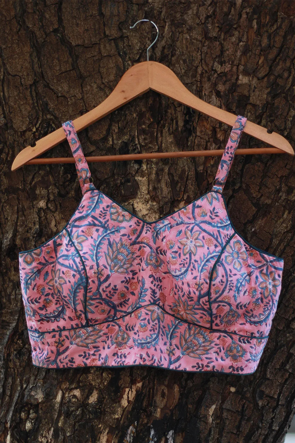 Tarangini | Spaghetti Blouse | Pink Sanganeri