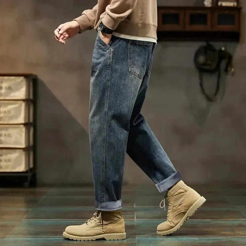 Thick Denim Fleece Loose Fit Jeans