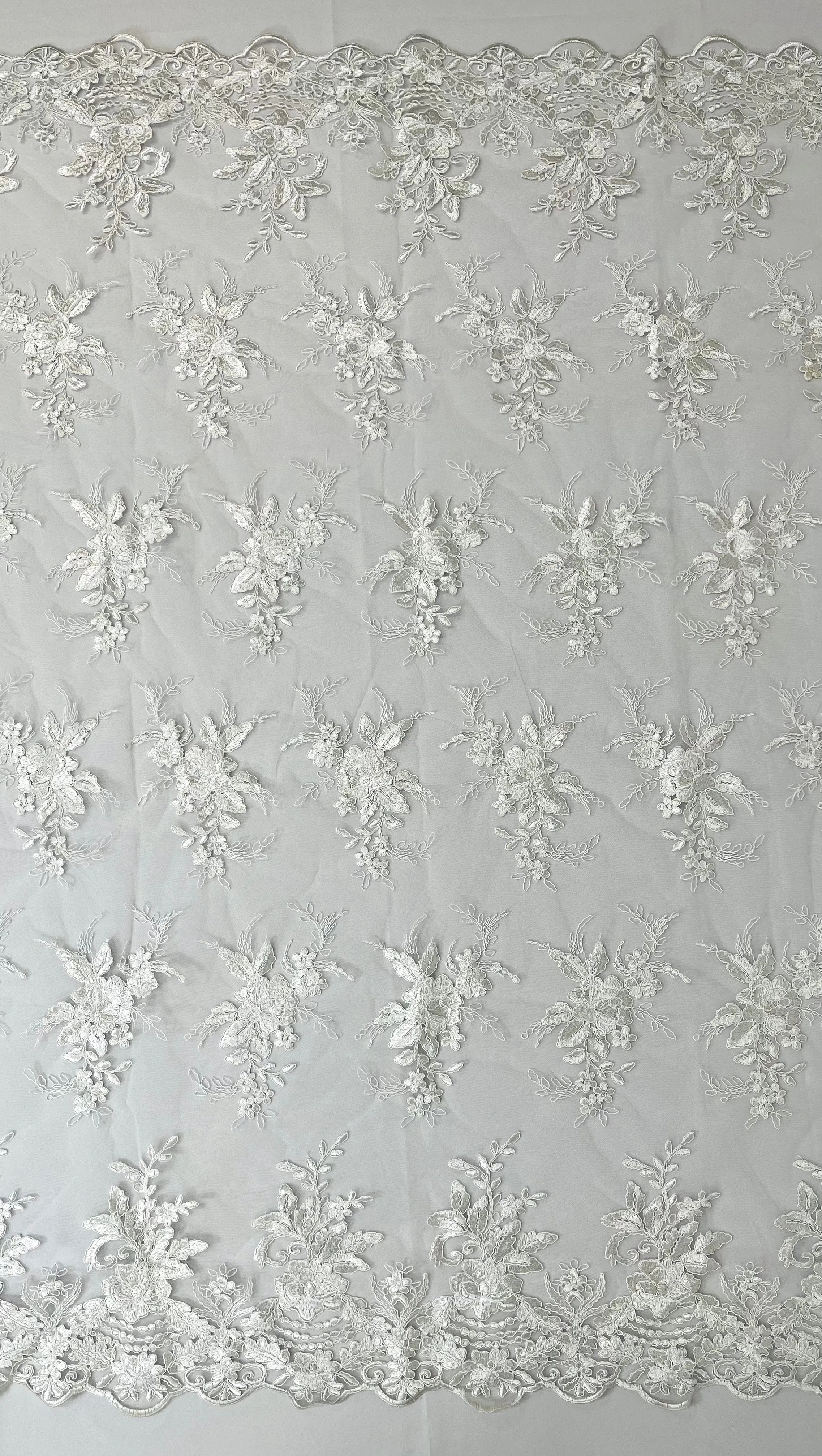 Valentina corded embroider with sequins on a mesh lace fabric-prom-sold by the yard.