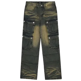 'Wasteland' Multi-Pocket Vintage Wash Cargo Jeans
