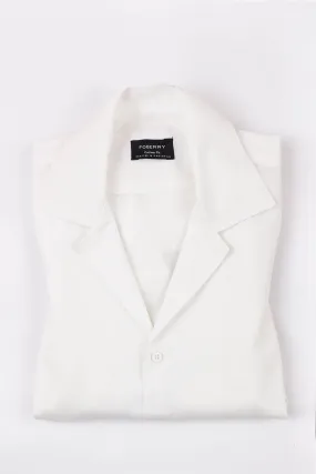White Linen Camp Collar Shirt