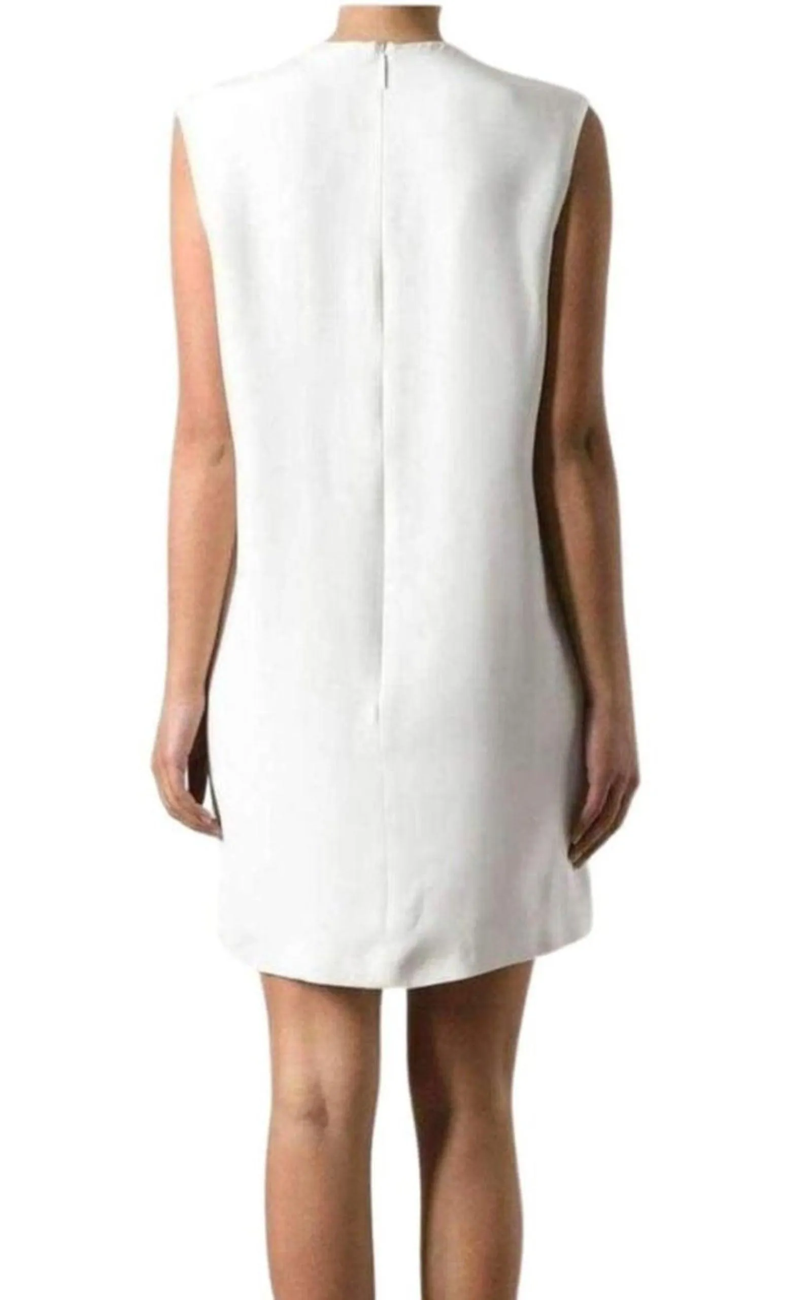 White Silk Botanical Diagram Dress