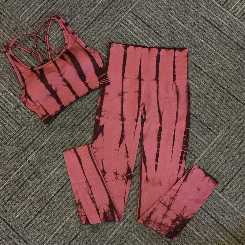 Women Fitness Yoga Tie-Dye Quick Dry 2 Piece Set