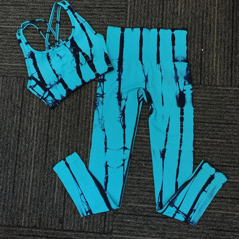Women Fitness Yoga Tie-Dye Quick Dry 2 Piece Set