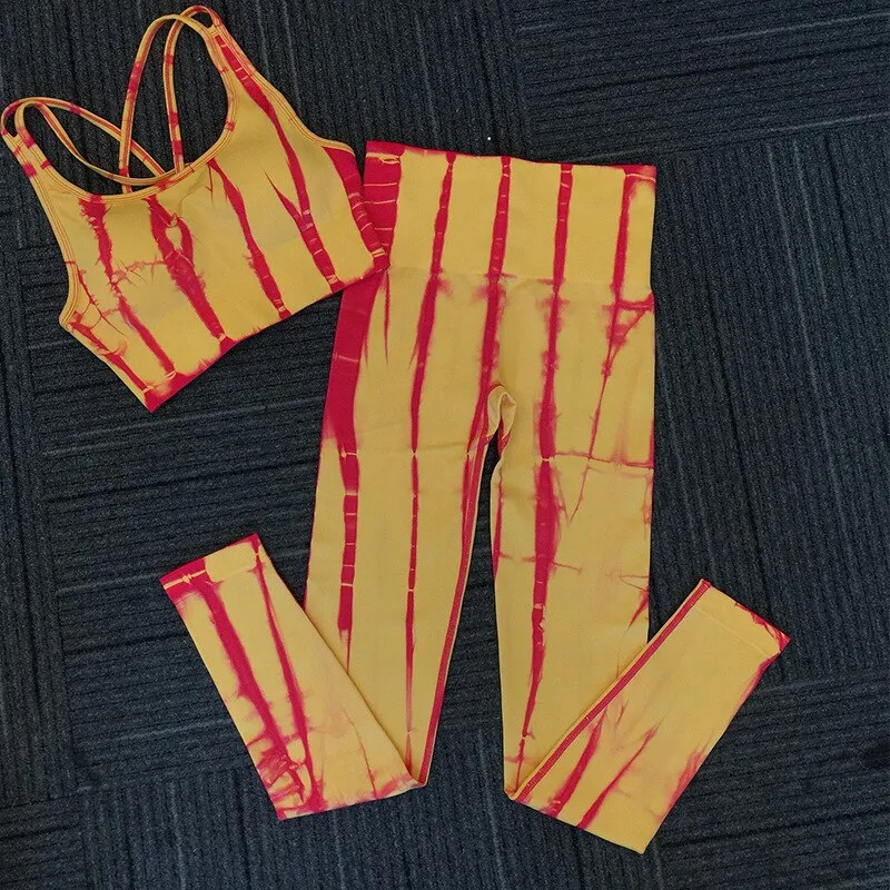 Women Fitness Yoga Tie-Dye Quick Dry 2 Piece Set