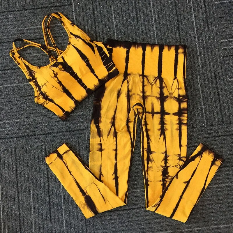 Women Fitness Yoga Tie-Dye Quick Dry 2 Piece Set