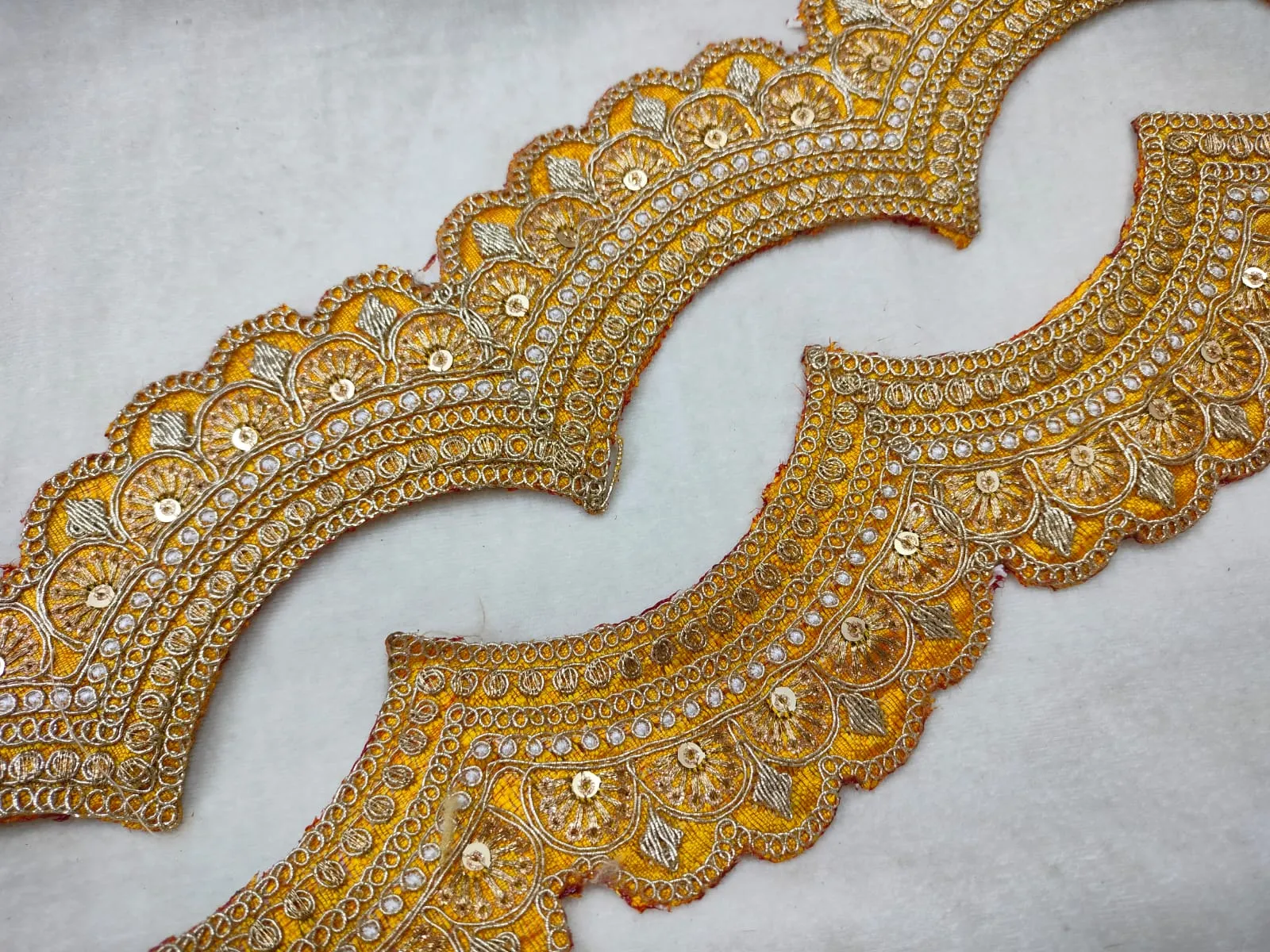 Yellow Scalloped Embroidered Lace