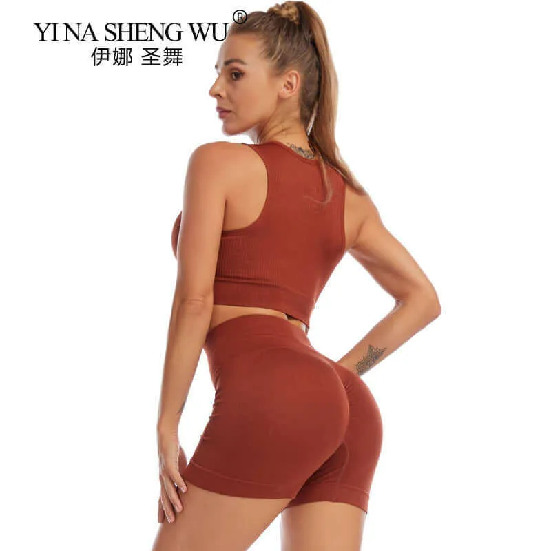 Yoga Set Gym Set Workout Clothes for Women Seamless Leggings Sports