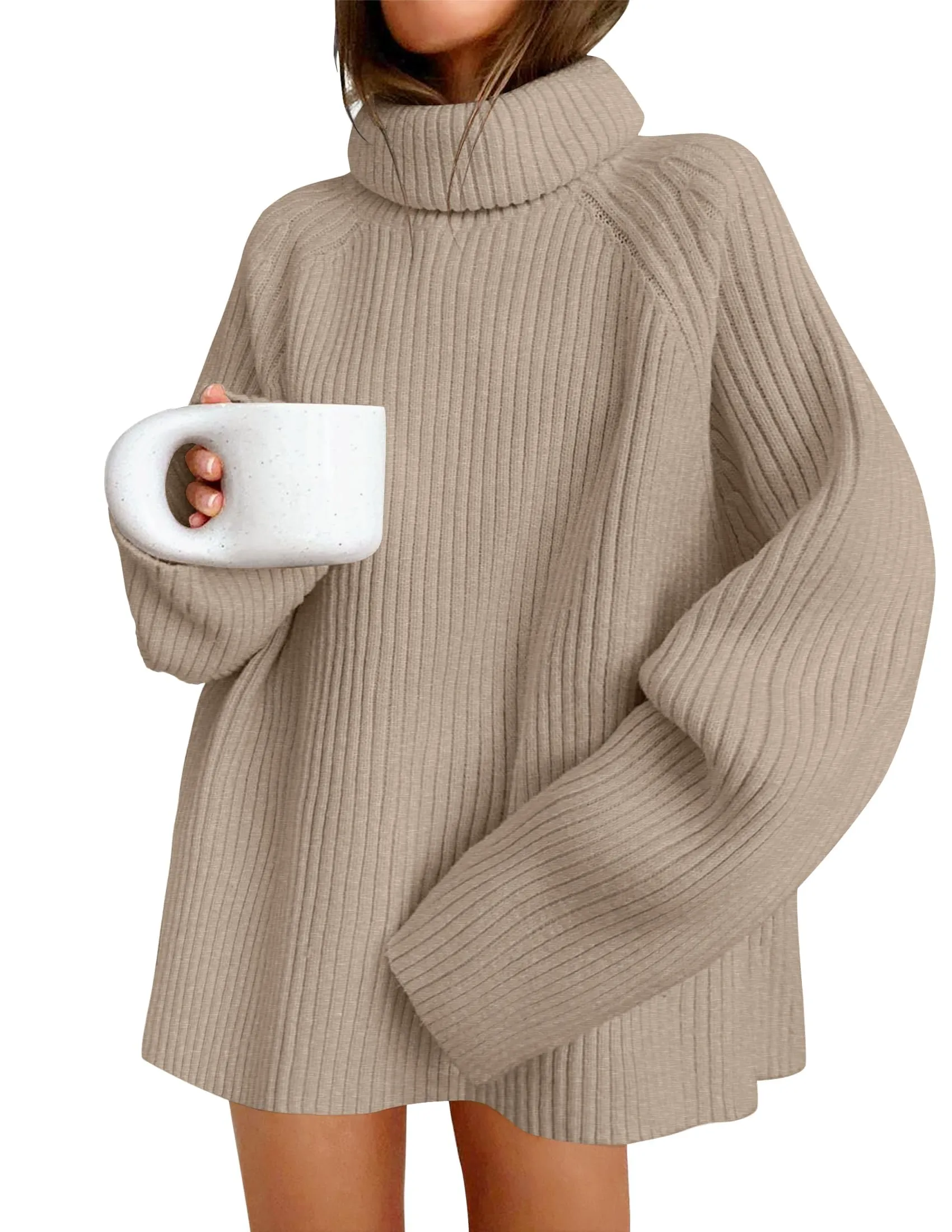 ZESICA Long Sleeve Turtleneck Oversized Chunky Knitted Sweater