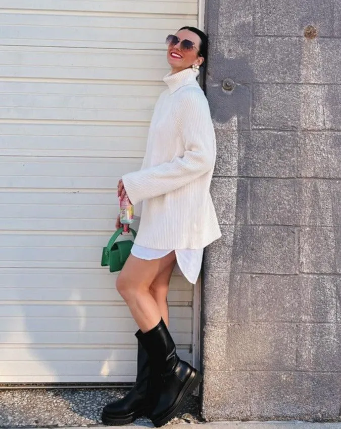 ZESICA Long Sleeve Turtleneck Oversized Chunky Knitted Sweater